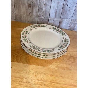 Vintage Set of 4 Cambridge Potteries 1997 Holly Traditions Salad Plates 7.5”